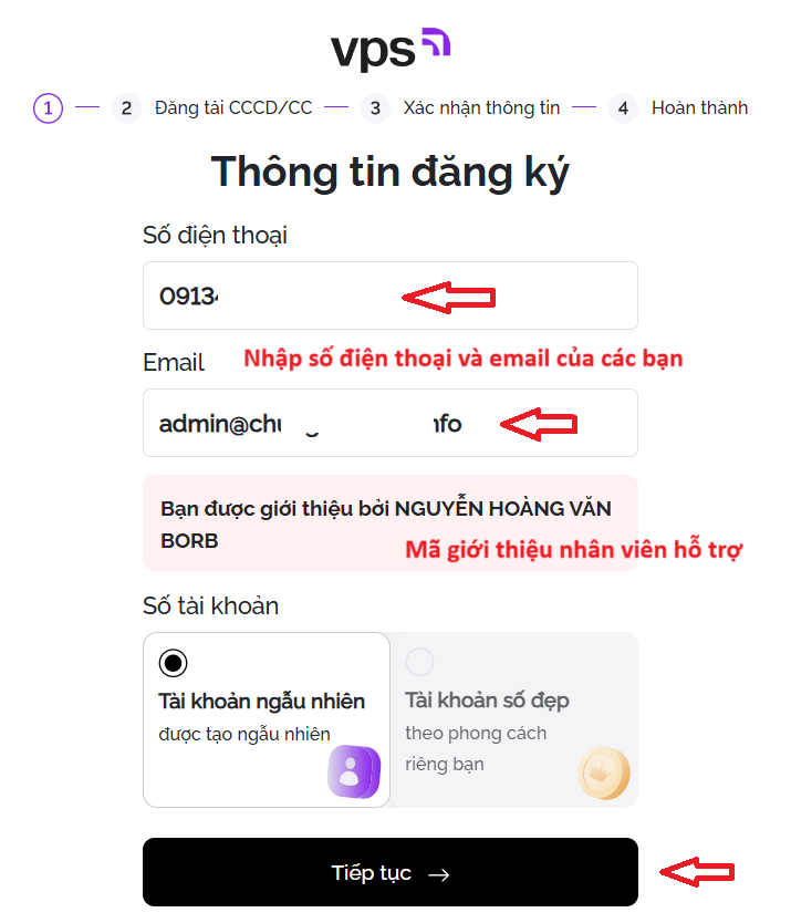 chungkhoanvn mở tài khoản vps bước 1 - update